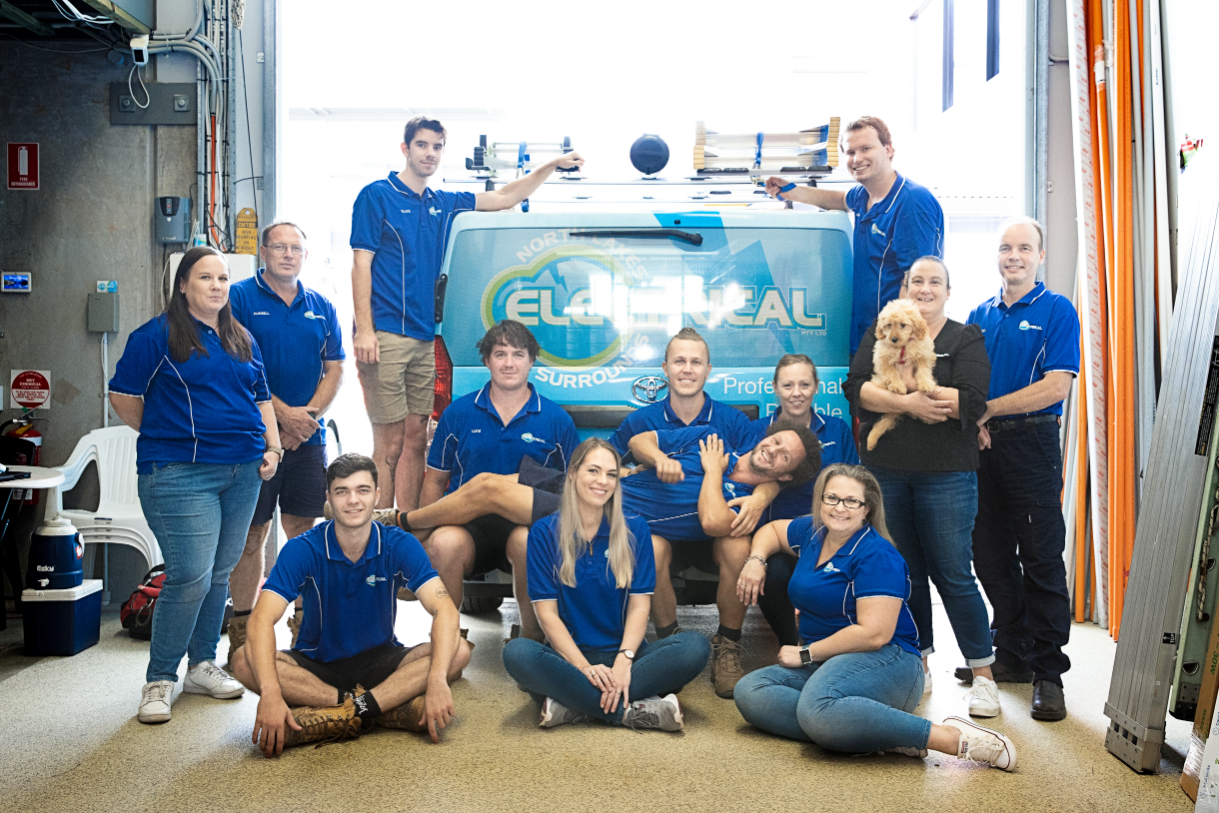 North Lakes and Surrounds Electrical team in front of Van